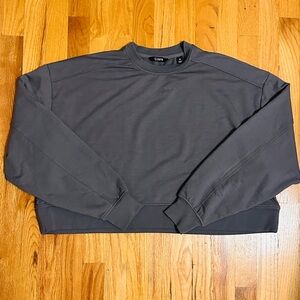 Cuts Clothing Womens Medium Green Oversized Cropped Crewneck Stretch Sweatshirt